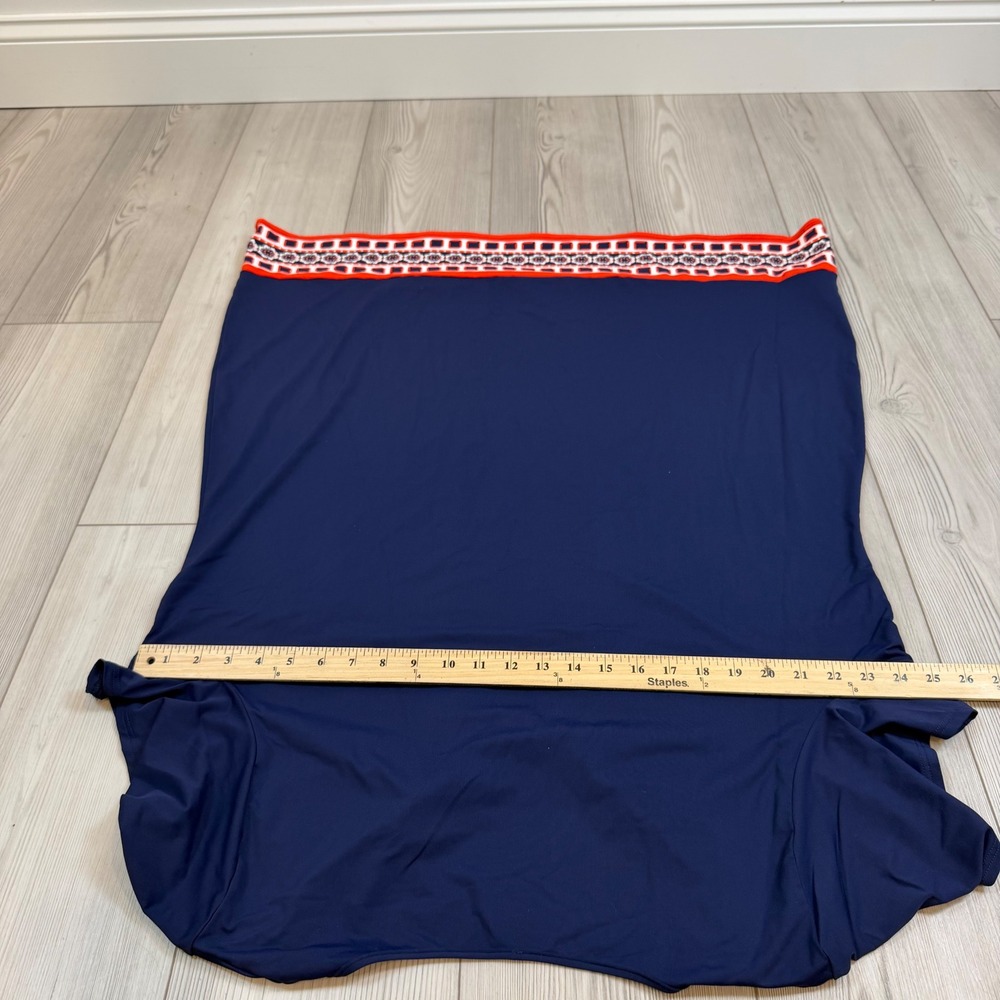 Lands' End Navy Blue Swim Tunic Cover-Up Red Geometric Border Tassels 2X 20W-22W - Picture 11 of 11